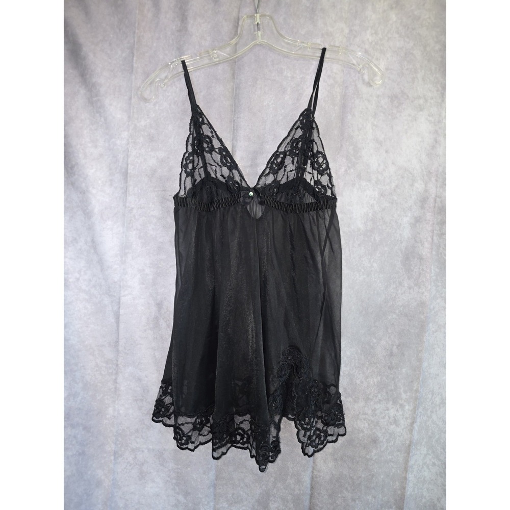 Fredericks of Hollywood Black sheer babydoll Meduim Lacy Sexy Lingerie Nightgown